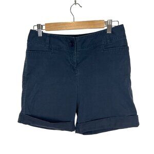 J. jill Shorts Size‎ 4 Black Cotton Stretch Cuffed Flat Front Pockets